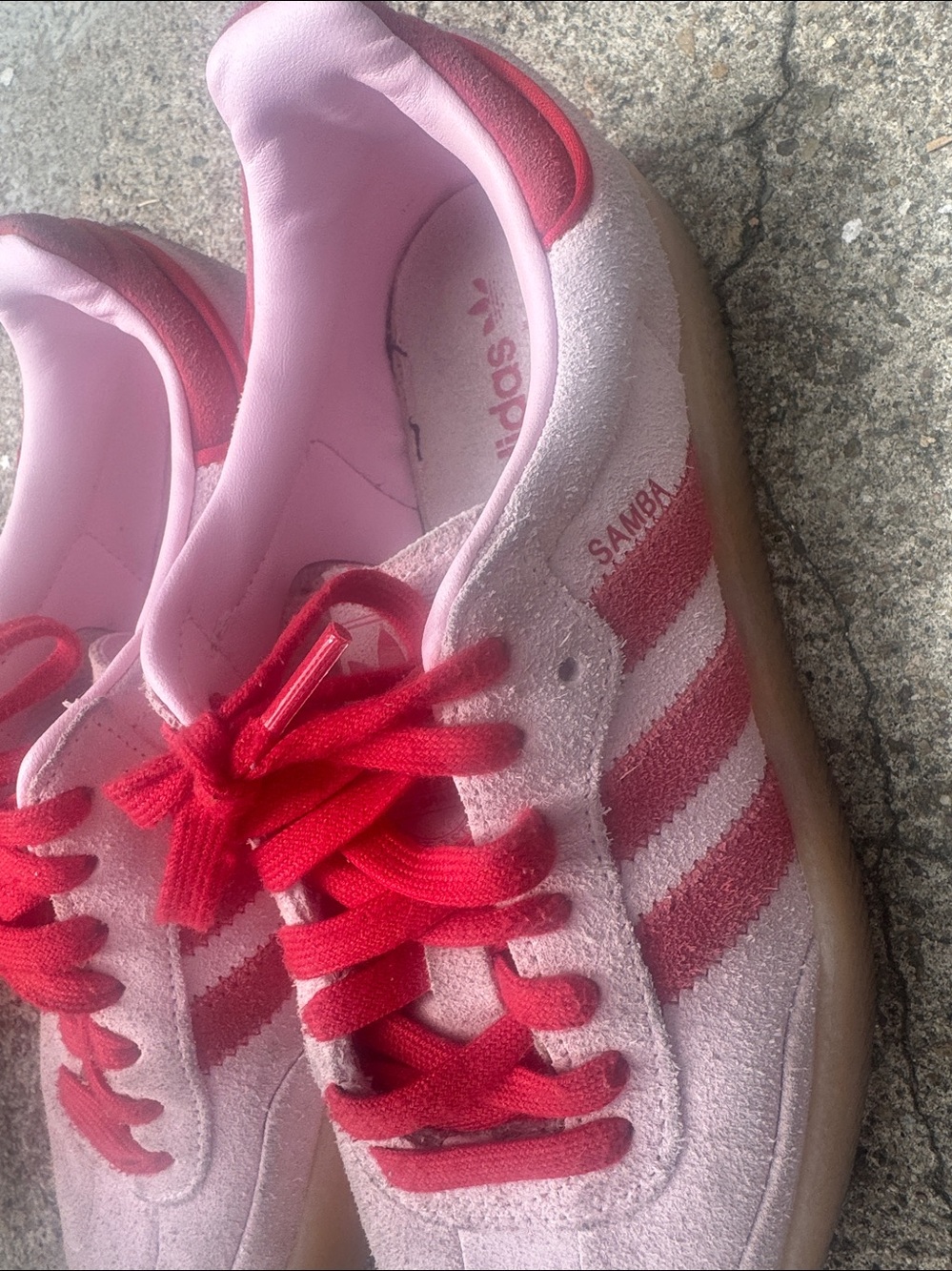 adidas Samba Pink Suede Sneakers with Red Accents - Picture 4 of 6